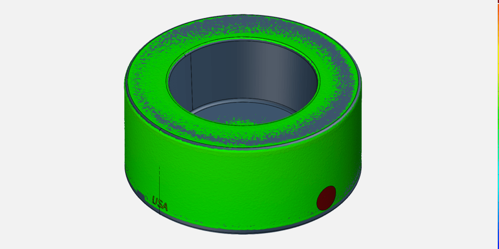 Mesh overlaid on CAD model for inspection (FAI)